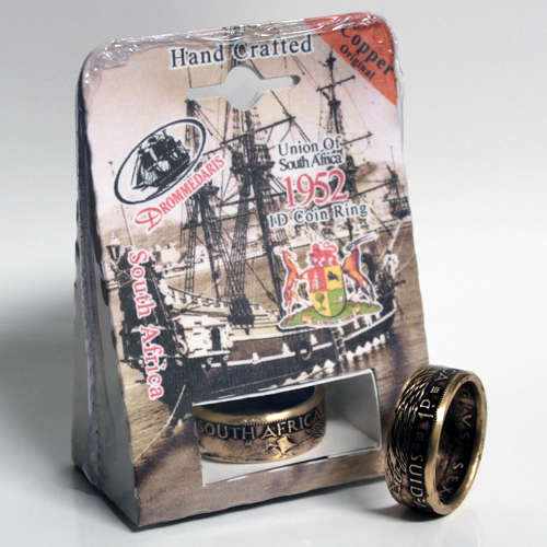 South Africa - Suid-Afrika *** Ladies or Men`s Coin Ring *** Union Of SA - 1/2 or 1 Penny