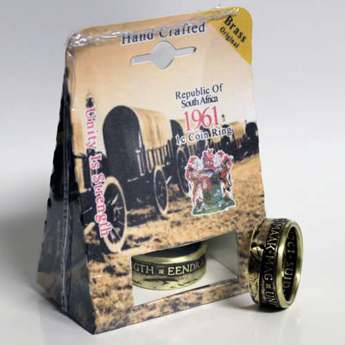 Eendrag Maak Mag - Unity Is Strength *** Ladies or Men's Coin Ring *** RSA - 1/2 or 1 Cent