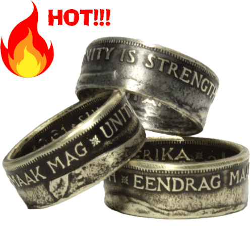 Eendrag Maak Mag - Unity Is Strength  Ladies or Men`s Coin Ring  RSA - 12 or 1 Cent