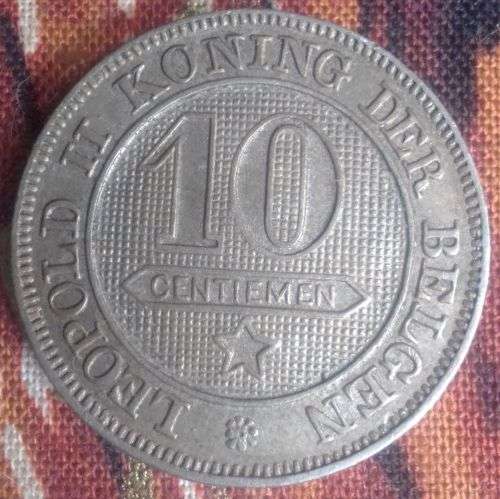1894 10 Leopold Centimes Coin