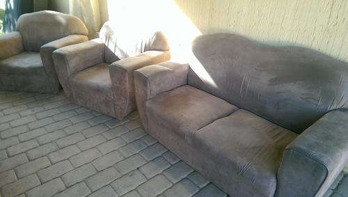 4 Seat Brown Suede Lounge Suite