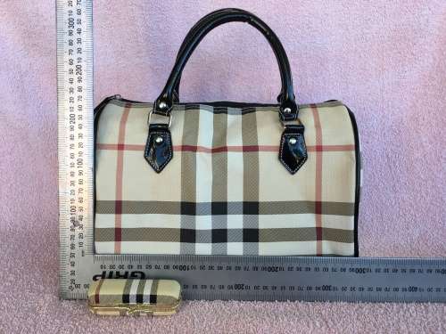 Burberry-Like Bowling bag with matching lipstick holder