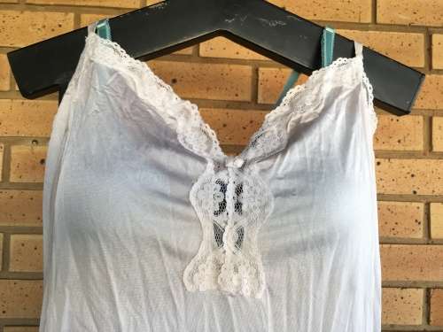 White satin and lace slip - so sexy!