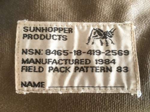 SADF (1984) H-frame Grootsak Pattern 83 (Sunhopper) - In "Like-new" condition