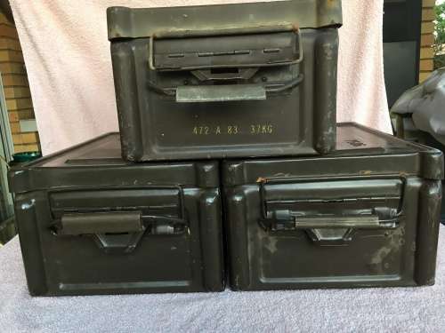 SADF Steel Ammo Boxes (7506) - x 3 in great condition!