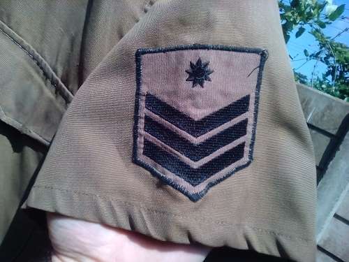 SADF BROWNS SHIRT WITH RANK NAME TAG AND OTHER BADGES