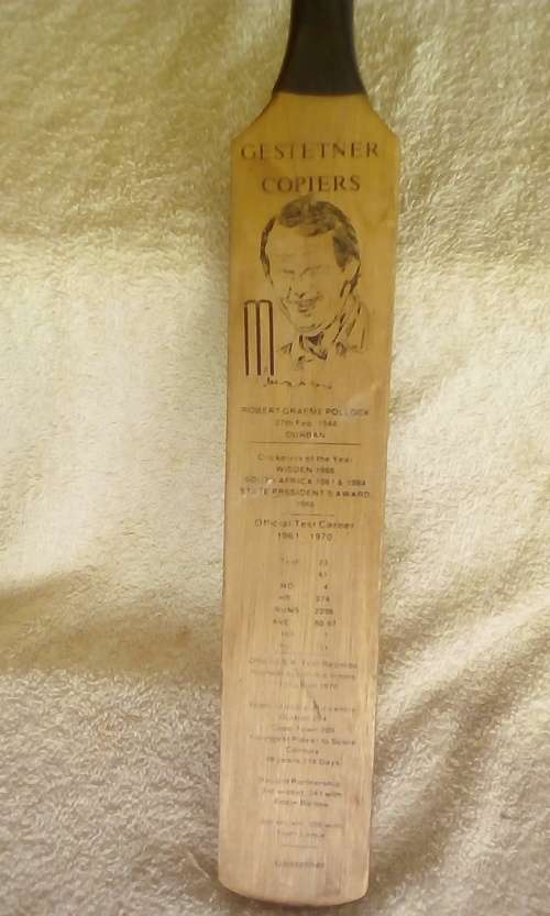 SMALL R,G, POLLOCK BAT WITH CAREER STATS