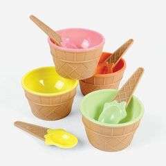 ICE CREAM BOWLS AND SPOONS - 4 PIECE