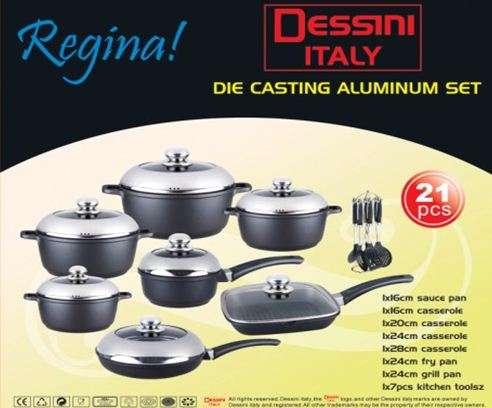Dessini Regina 21 Piece Die Cast Aluminum Cookware Pot Set
