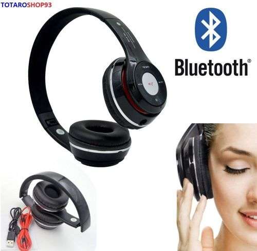 CUFFIE BLUETOOTH CUFFIA STEREO MICROFONO MP3 FM SLOT MICRO SD X IPHONE ANDROID