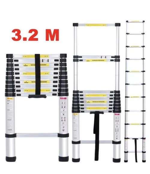 3.2M 11 Steps Aluminum Alloy Portable Extension Telescopic Ladder Single Straight Ladder