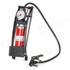 JC-702A Portable Bike Vehicle Tires Foot Operated Air Pump Inflator w/ Pressure Gauge - Black + Red