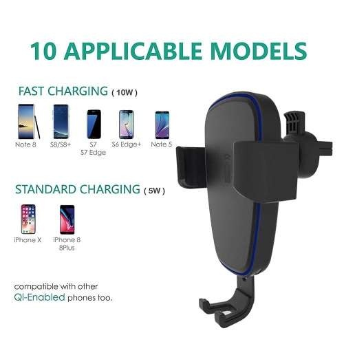 Fast Wireless Charger 10W Gravity Car Mount Phone Holder