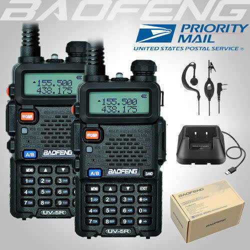 2x BAOFENG UV-5R 2-Way UHF/VHF  Radio Dual Band Walkie Talkie