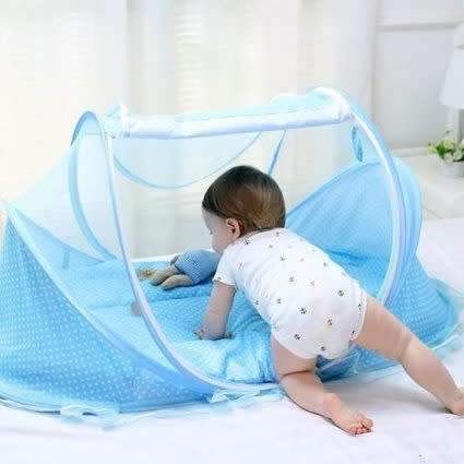 Baby Cushion Mat With Mosquito Net-  blue