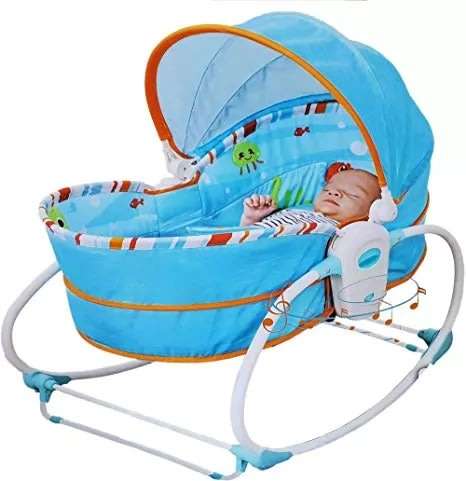 Premium 5 In 1 Newborn Baby Rocker Bassinet Bouncer Toddler Music Chair With Toy