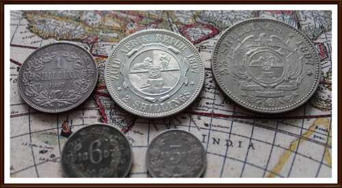 ZAR 1897 Parcial set 3P to 2 1/2 S, One Bid Take All, Circulated Coins in Good Conditions.