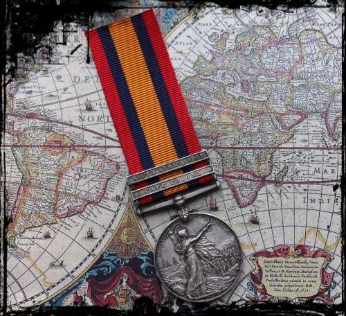 Boer War  QSA medal with Cape Colony & South Africa 1902, Pte. W.J. HOLDEN.
