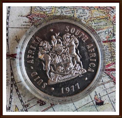 1977 Proof Coin, One Rand, With Little SCRATCHED as per Photo.