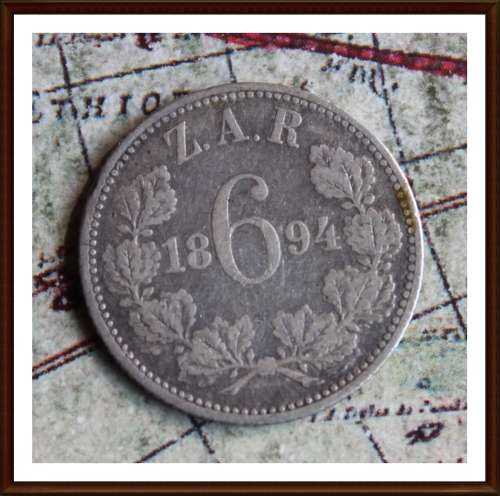 1894 Z.A.R. Sixpence, Circulated Coin,  Conditions, as per Photo.