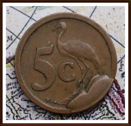 1990 Rep. S.A  Five Cents, Error Coin? for  Conditions, as per Photo.