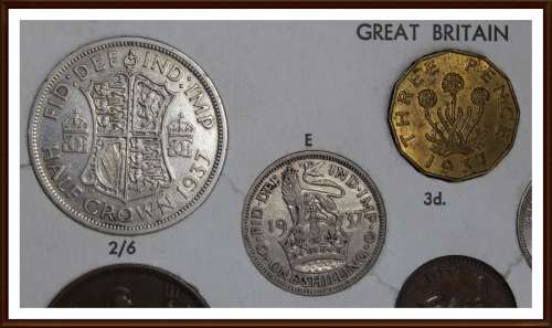 1937, Great Britain, Rare Set of  Coins Almost UNC and Circ. Coins (Short Set), as per Photo.