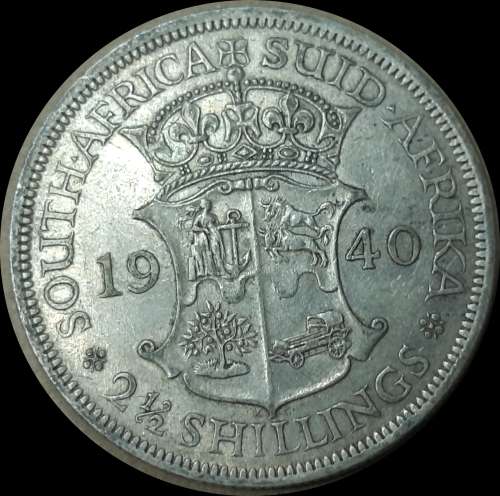 1940 Uni. of S. A. 2 1/2 Shillings, Coin in Circulated Conditions, as per Photo.