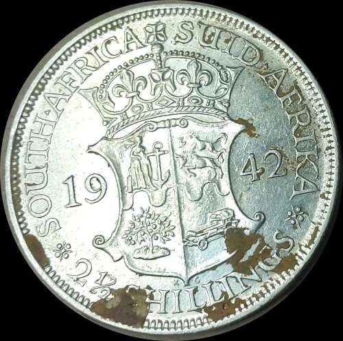 1942 Uni. of S. A. 2 1/2 Shillings, Coin in Circulated Conditions, as per Photo.