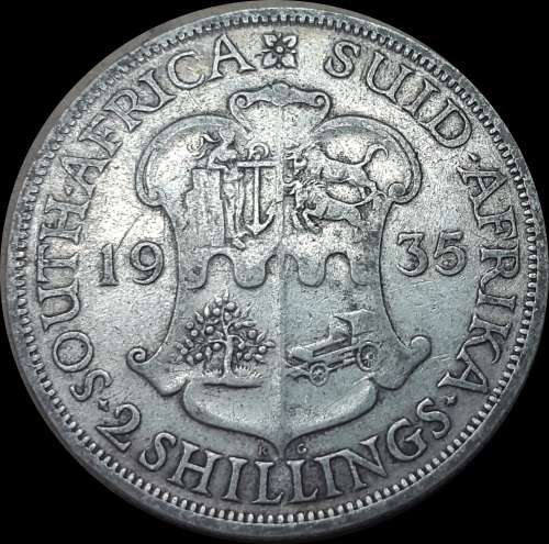 1935 Uni. of S. A. 2 Shillings,  In Circulated  Conditions, as per Photo.