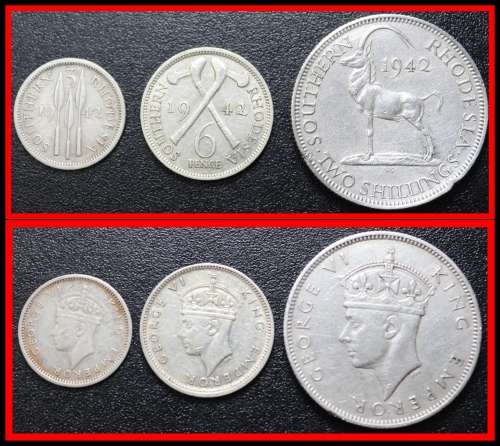 Southern Rhodesia:  Excellent Partial Coin Set of 1942, Judge Condition for Yourself.