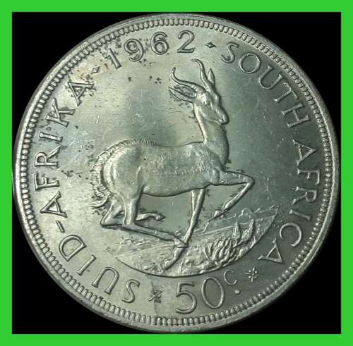 1962 Rep. of South Africa: 50 Cent, Coin Almost (UNC), Judge Condition for Yourself. As per Photo.
