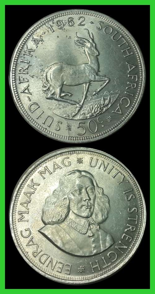 1962 Rep. of South Africa: 50 Cent, Coin Almost (UNC), Judge Condition for Yourself. As per Photo.