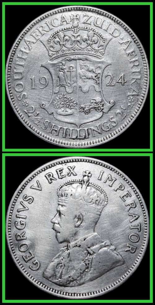 1924 Union of S.A. 2 1/2 Shillings  in (Cleaned Conditions), Judge for Yourself. As per Photo.