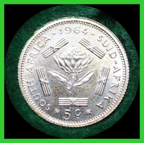 1964 Rep. of South Africa: Excellent Set of  5 Cents and 2 1/2 Cents Proof Coins. as per Photo.