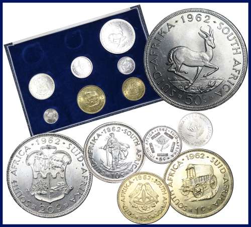 1962: Rep. of  South Africa: Excellent  Set of Coins Almost UNC in Very Good Conditions, per Photo.