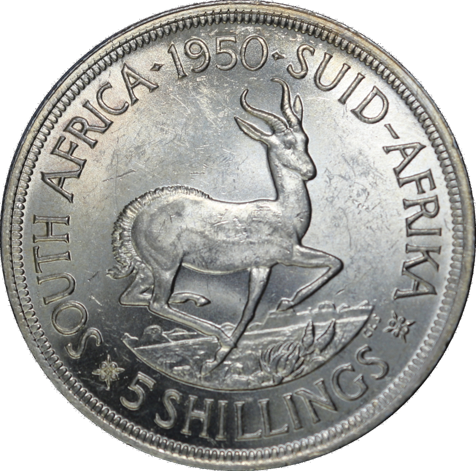 1950 : Union of  S. A.: Excellent 5 Shillings (Crown)  in (MS Conditions) Scare Coin, as per Photo.
