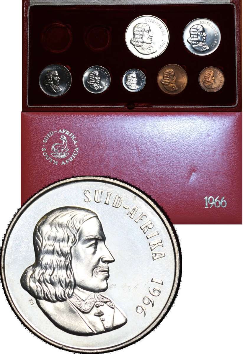 1966 Republic of  South Africa: Proof set, Long Box, no Gold Coins, as per Photo.