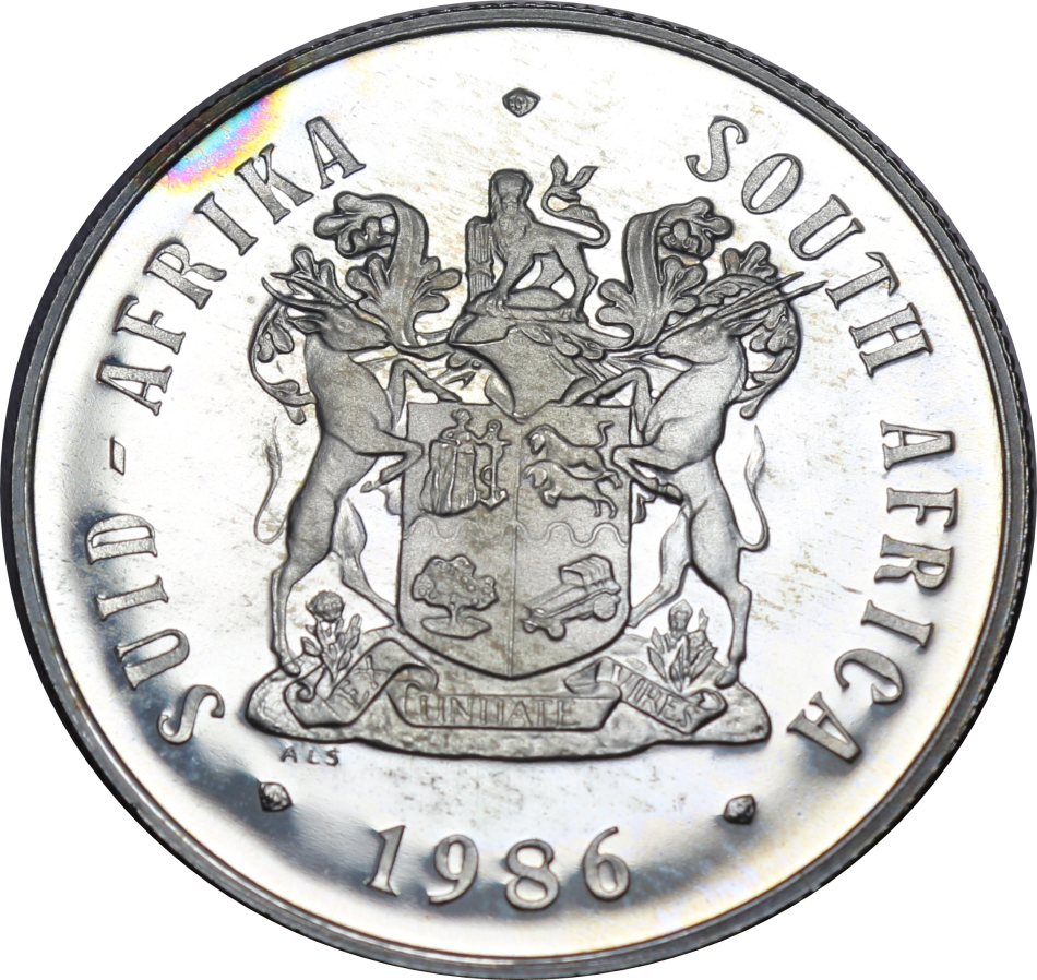 1986 : Republic of  S. A.: Original Tone, One Rand Proof: Issue: JOHANNESBURG (1886-1986).