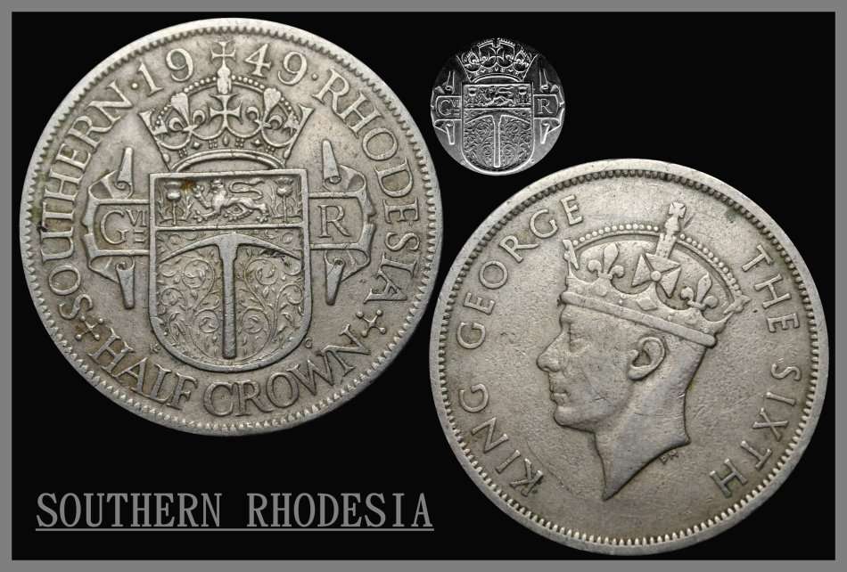 1949 : Southern Rhodesia :  Half Crown in Circulated Conditions, as per Photo.