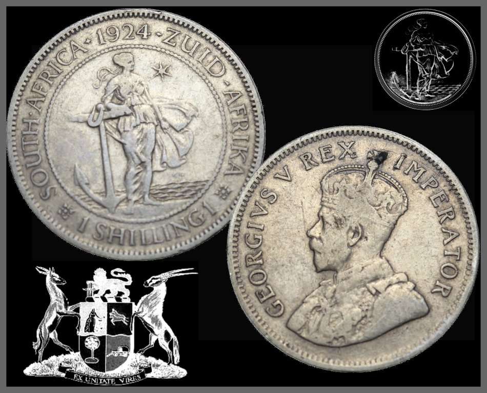 1924 : Union of  S. A.: Shilling Circulated  Coin,  Scare Coin. asper Photo.