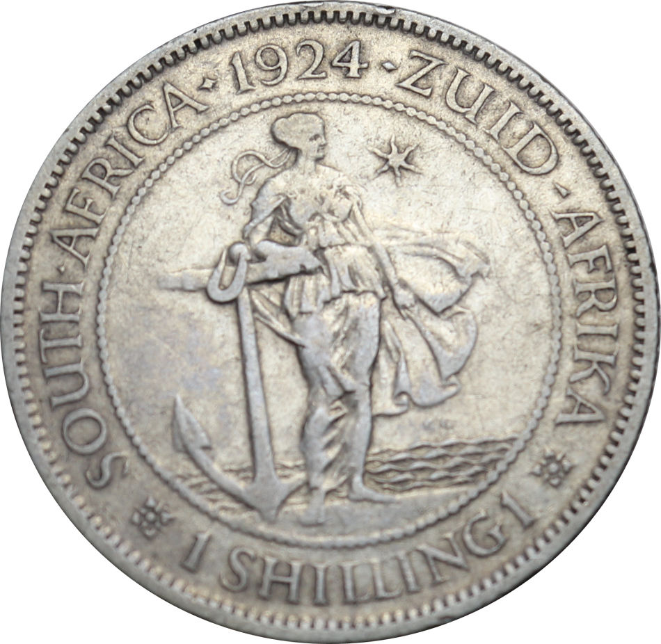 1924 : Union of  S. A.: Shilling Circulated  Coin,  Scare Coin. asper Photo.