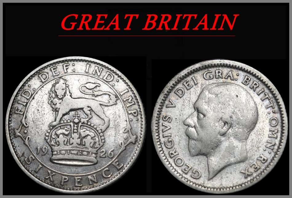 1926: GREAT BRITAIN : SIXPENCE : Silver Coin in Circulated Conditions,  as per Photo.