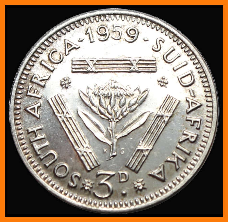 1959 Union of S.A.  3 PENCE :  PROOF :  RARE  to Find : 1959 Proof Set 950 Minted, as per Photo.