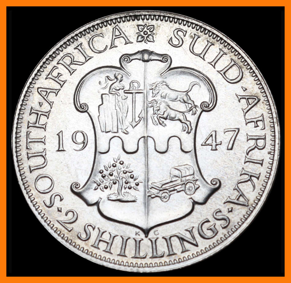 1947 Union of S.A. Two Shillings : Excellent PROOF Coin in HIGH Grade, as per Photo.
