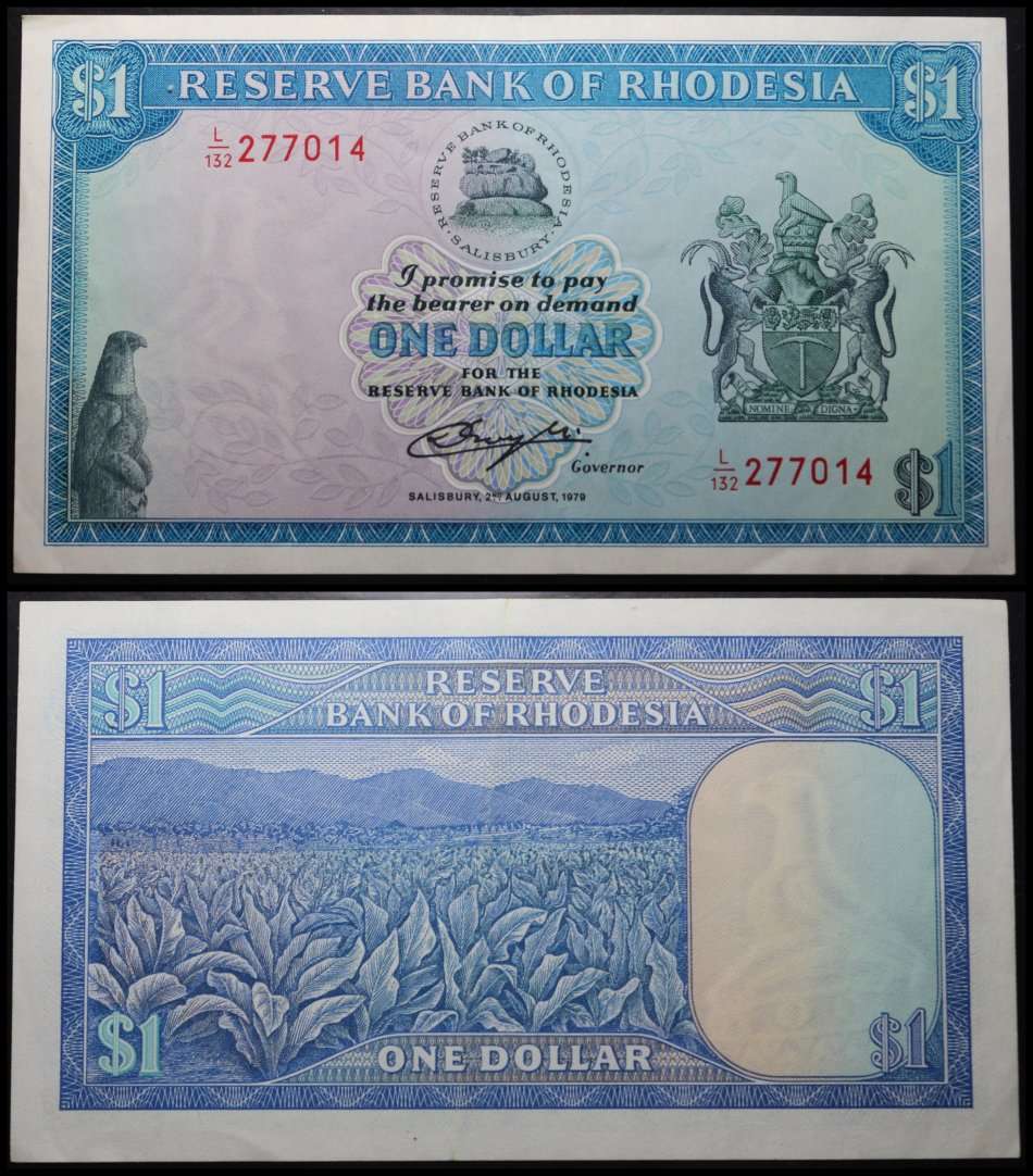 RHODESIA  :  ONE DOLLAR (SALISBURY 2ND  AUGUST, 1979) (AUNC) Good Condition.