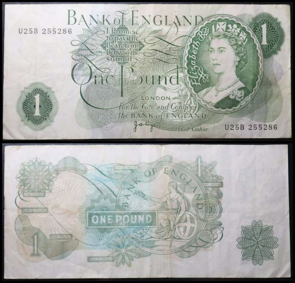 ENGLAND BANK NOTE : ONE POUND :  Circulated Note : Good Conditions, as per Photo.
