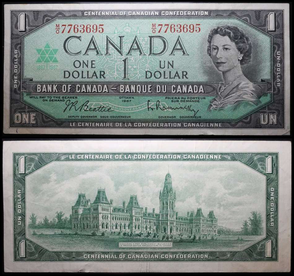 1967 : CANADA BANK NOTE : ONE DOLLAR :  Circulated Note : Good Conditions, as per Photo.