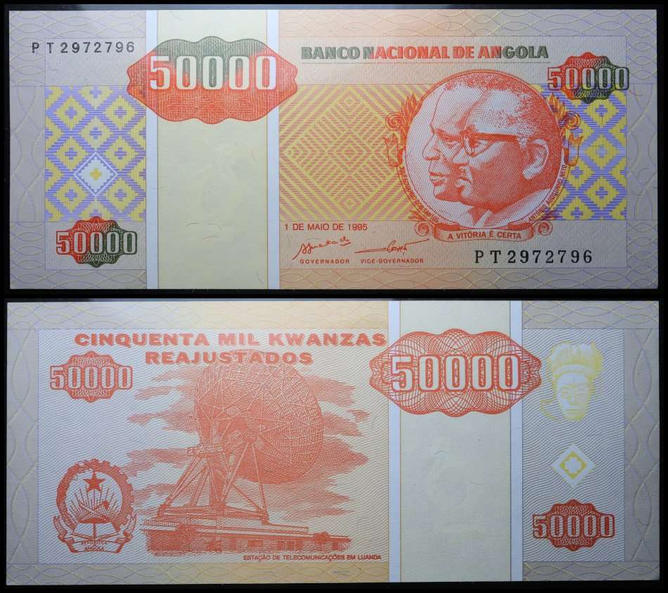 ANGOLA BANK NOTE: 50.000 KWANZAS : (1 de MAIO de 1995) UNC Note, as per Photo.