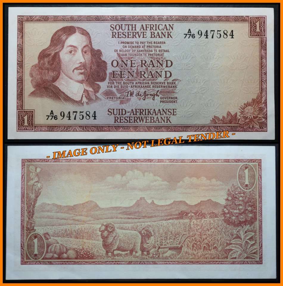 S. A. Bank Note : ONE RAND - EEN RAND - TW de Jongh, Almost UNC Conditions, as per Photo.