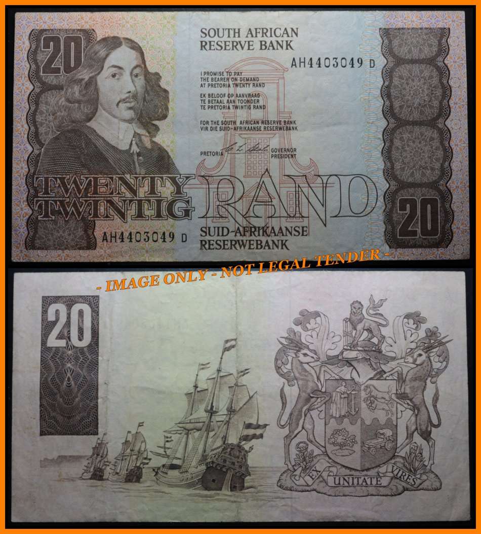 1990 S. A. Bank Note :TWENTY RAND / TWINTIG RAND  : CL STALS : (FIRST ISSUE 1990) . as per Photo.